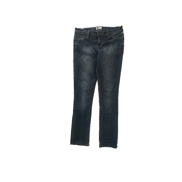 SO Straight Slim Women's size 13 Dark Wash Blue Denim Jeans - Picture 1 of 4